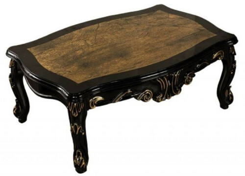 Casa Padrino Luxus Barock Couchtisch Schwarz / Gold - Massivholz Wohnzimmertisch im Barockstil - Barock Wohnzimmer M�bel - Edel & Prunkvoll
