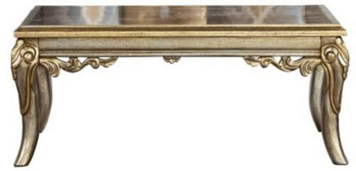 Casa Padrino Luxus Barock Couchtisch Silber / Gold - Handgefertigter Massivholz Wohnzimmertisch im Barockstil - Barock Wohnzimmer M�bel - Edel & Prunkvoll