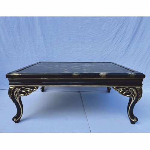 Casa Padrino Luxus Barock Couchtisch Schwarz / Gold 108 cm - Wohnzimmer M�bel im Barockstil