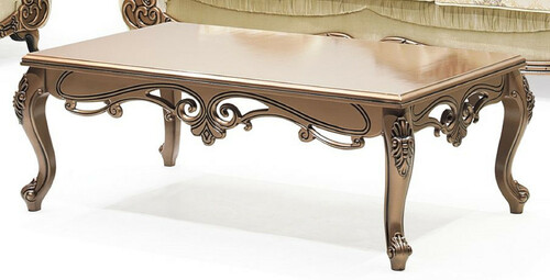 Casa Padrino Luxus Barock Couchtisch Kupfer - Rechteckiger Massivholz Wohnzimmertisch im Barockstil - Barock M�bel - Luxus M�bel im Barockstil - Barock Einrichtung - Edel & Prunkvoll