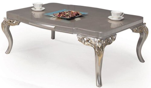 Casa Padrino Luxus Barock Couchtisch Silber / Gold 120 x 86 x H. 45 cm - Prunkvoller Wohnzimmertisch im Barockstil - Barockm�bel