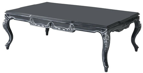 Casa Padrino Luxus Barock Couchtisch Grau 118 x 80 x H. 48 cm - Edler Massivholz Wohnzimmertisch - Barockstil Wohnzimmer M�bel