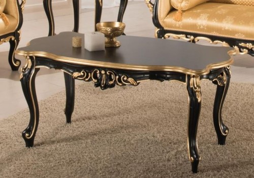 Casa Padrino Luxus Barock Couchtisch Schwarz / Gold 103 x 62 x H. 49 cm - Edler Wohnzimmertisch im Barockstil - Barock Wohnzimmer M�bel