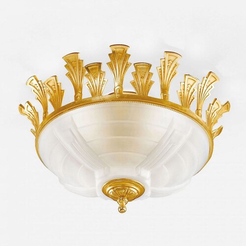 Casa Padrino Luxus Barock Deckenleuchte Gold / Wei�  52 x H. 28 cm - Made in Italy