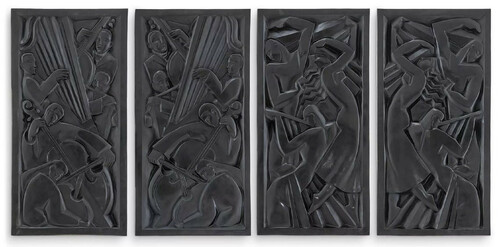 Casa Padrino Luxus Wandrelief 4er Set 60,5 x 5,5 x H. 121 cm - Bronze Wandbilder - Wohnzimmer Deko - Hotel Deko - Wanddeko - Deko Accessoires - Luxus M�bel - Luxus Qualit�t