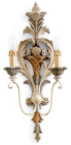 Casa Padrino Luxus Barock Doppel Wandleuchte Antik Wei� / Grau H. 57 cm - Made in Italy