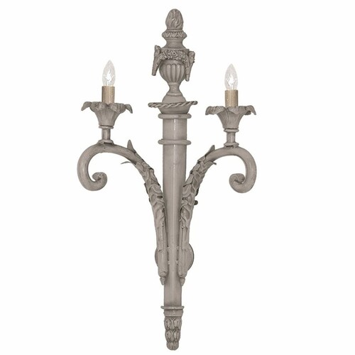 Casa Padrino Luxus Barock Schmiedeeisen Doppel Wandleuchte Grau H. 70 cm - Barock Leuchten
