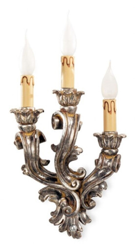 Casa Padrino Luxus Barock Wandleuchte Antik Silber 23 x 14 x H. 41 cm - Prunkvolle Barockstil Wandlampe - Barock Leuchten - Luxus Qualit�t - Made in Italy