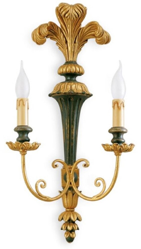 Casa Padrino Luxus Barock Doppel Wandleuchte Gold / Gr�n 31 x 16 x H. 60 cm - Prunkvolle Barockstil Wandlampe - Barock Leuchten - Luxus Qualit�t - Made in Italy