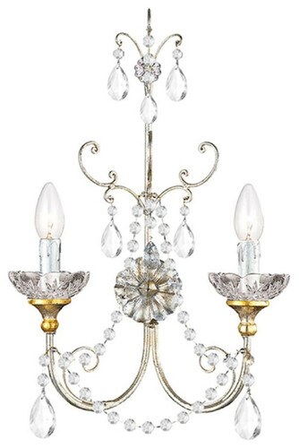 Casa Padrino Luxus Barock Doppel Wandleuchte Antik Silber / Antik Gold 35 x 13 x H. 49 cm - Barockstil Wandlampe mit Swarovski Kristallglas - Barock Leuchten - Luxus Qualit�t - Made in Italy
