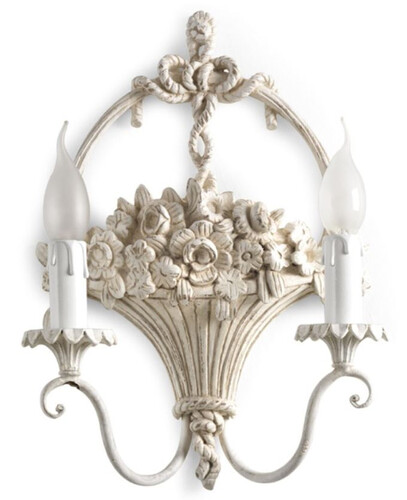 Casa Padrino Luxus Barock Doppel Wandleuchte Antik Creme / Wei� 28 x 12 x H. 37 cm - Prunkvolle Wandlampe im Barockstil - Barock Leuchten - Luxus Qualit�t - Made in Italy