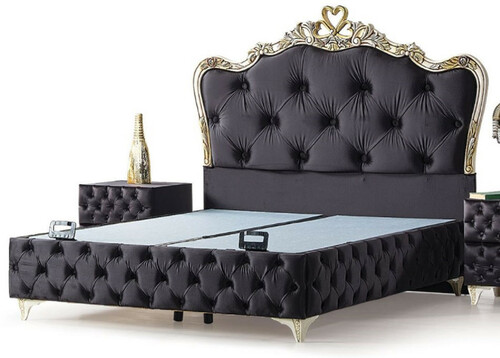 Casa Padrino Luxus Barock Doppelbett Schwarz / Cremefarben / Gold - Verschiedene Gr��en - Handgefertigtes Massivholz Bett im Barockstil - Barock Schlafzimmer & Hotel M�bel - Edel & Prunkvoll