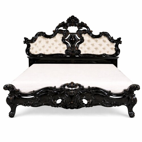 Casa Padrino Luxus Barock Doppelbett Schwarz / Gold - Barock Schlafzimmer M�bel
