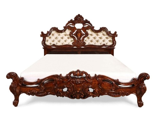 Casa Padrino Luxus Barock Doppelbett Braun / Gold - Barock Schlafzimmer M�bel