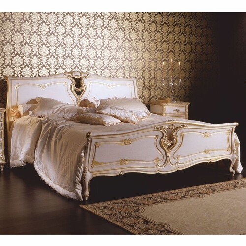 Casa Padrino Luxus Barock Doppelbett Wei� / Gold - Barock M�bel - Made in Italy