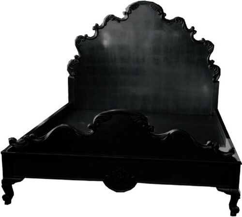Casa Padrino Luxus Barock Doppelbett Schwarz - Prunkvolles Massivholz Bett mit Kopfteil - Schlafzimmer M�bel im Barockstil - Edel & Prunkvoll