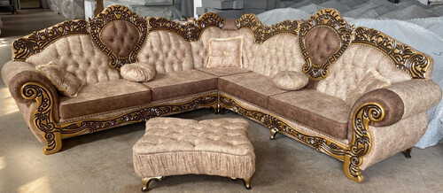 Casa Padrino Luxus Barock Ecksofa Beige / Braun / Gold