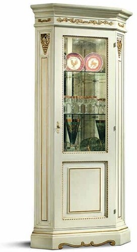 Casa Padrino Luxus Barock Eckvitrine Wei� / Gold - Barock M�bel - Made in Italy