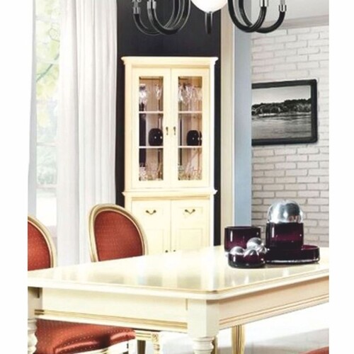 Casa Padrino Luxus Barock Eckvitrine Creme / Gold H. 206,6 cm - Barock Esszimmer Mbel