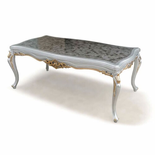 Casa Padrino Luxus Barock Esstisch Grau / Silber / Gold 208 cm - Barock M�bel