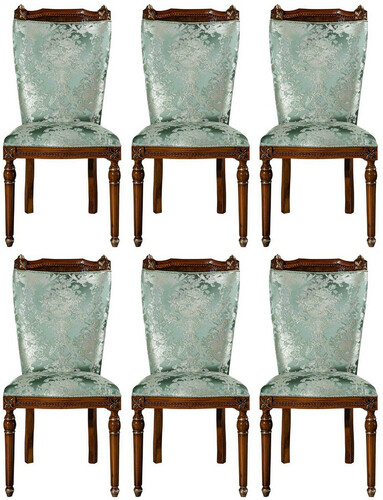 Casa Padrino Luxus Barock Esszimmer Stuhl Set Mintgr�n / Braun 53 x 55 x H. 109 cm - Edles K�chen St�hle 6er Set - Barock Esszimmer M�bel