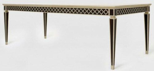 Casa Padrino Luxus Barock Esstisch Schwarz / Silber 240 x 110 x H. 78 cm - Massivholz K�chentisch - Esszimmertisch - Esszimmer M�bel im Barockstil