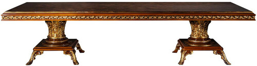 Casa Padrino Luxus Barock Esstisch Braun / Gold 350 x 120 x H. 80 cm - Massivholz Esszimmertisch - Esszimmer M�bel im Barockstil - Edel & Prunkvoll
