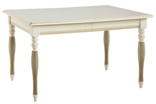 Casa Padrino Luxus Barock Esstisch Creme / Gold 130-330 x 100 x H. 77,5 cm - Ausziehbarer K�chentisch