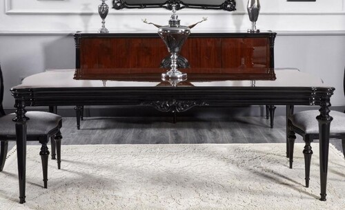 Casa Padrino Luxus Barock Esstisch Schwarz 220 cm - Prunkvolle Barock Esszimmer M�bel