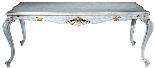 Casa Padrino Luxus Barock Esstisch Antik Wei� / Gold 201 x 102 x H. 80 cm - Massivholz K�chentisch - Esszimmertisch - Esszimmer M�bel im Barockstil