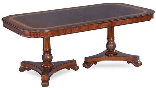 Casa Padrino Luxus Jugendstil Esstisch Braun / Dunkelbraun / Gold 212-312 x 115 x H. 77 cm - Ausziehbarer Mahagoni K�chentisch - Esszimmer M�bel