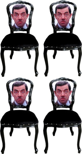 Casa Padrino Luxus Barock Esszimmer Set Karikatur Mehrfarbig / Schwarz 55 x 54 x H. 103 cm - 4 handgefertigte Esszimmerst�hle - Designer St�hle - Barock Esszimmerm�bel