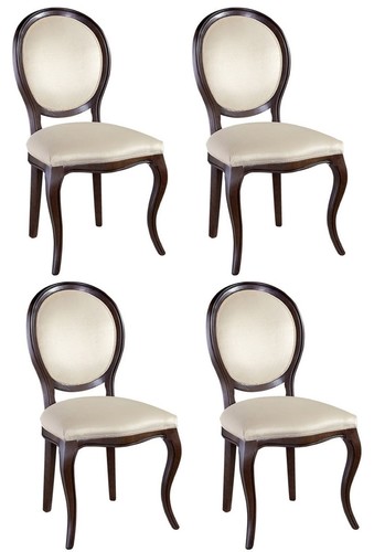 Casa Padrino Luxus Jugendstil Esszimmer Set Dunkelbraun / Cremefarben 51 x 44 x H. 99 cm - 4 Esszimmerst�hle - Esszimmerm�bel