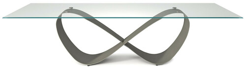 Casa Padrino Designer Esstisch Titangrau - Verschiedene Tischgr��en - Moderner rechteckiger Esszimmertisch mit abgeschr�gter Glasplatte - Esszimmer M�bel - Luxus Qualit�t