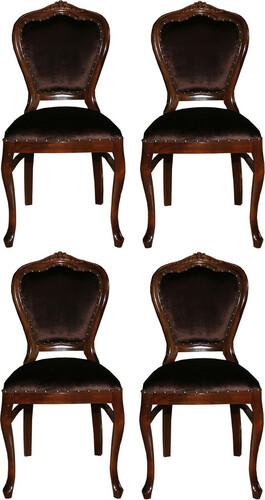 Casa Padrino Luxus Barock Esszimmer Set Braun / Braun 45 x 46 x H. 99 cm - 4 handgefertigte Esszimmerst�hle - Barock Esszimmerm�bel