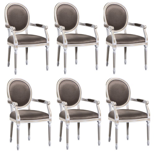 Casa Padrino Luxus Barock Esszimmer Set Weiss Gold Grau 59 X 43 5 X H 98 Cm 6 Esszimmerstuhle Mit Armlehnen Esszimmermobel Stuhl Sets Direkt Bestellen