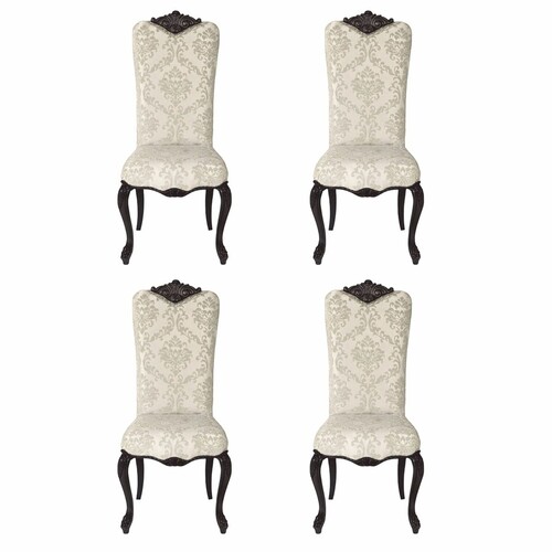 Casa Padrino Luxus Barock Esszimmer Stuhl 4er Set Hellgrau / Schwarz - Barockstil M�bel
