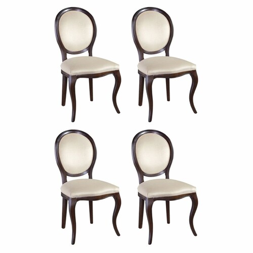 Casa Padrino Luxus Barock Esszimmer Stuhl 4er Set Creme / Dunkelbraun - Barockstil M�bel