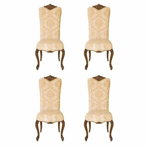 Casa Padrino Luxus Barock Esszimmer Stuhl 4er Set Beige / Dunkelbraun - Barockstil M�bel