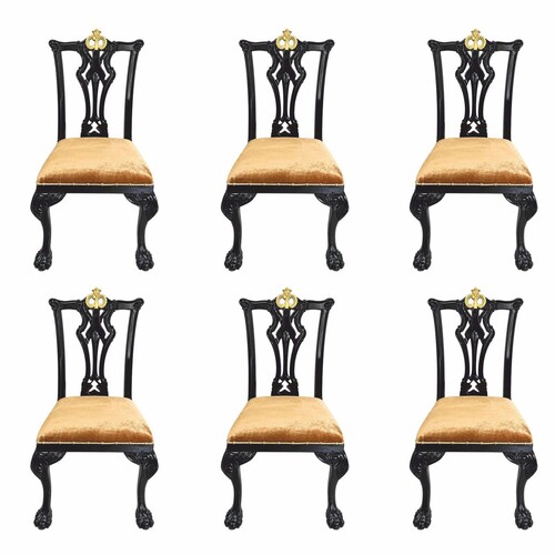 Casa Padrino Luxus Barock Esszimmer Stuhl 6er Set Gold / Schwarz - Casa Padrino Esszimmer M�bel