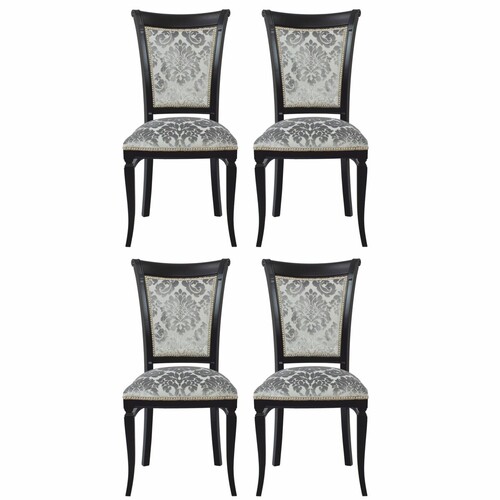 Casa Padrino Luxus Art Deco Esszimmer Stuhl 4er Set Grau / Schwarz H. 96 cm - Esszimmer M�bel
