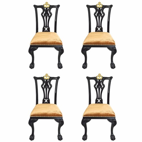 Casa Padrino Luxus Barock Esszimmer Stuhl 4er Set Gold / Schwarz - Casa Padrino Esszimmer M�bel