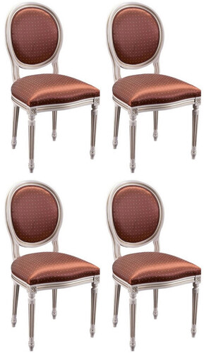 Casa Padrino Luxus Barock Esszimmer Stuhl 4er Set Bordeaurot / Wei�