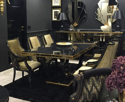 Casa Padrino Luxus Barock Esszimmer Stuhl 6er Set Gold / Schwarz - Barockstil K�chen St�hle - Prunkvolle Luxus Esszimmer M�bel im Barockstil - Barock Esszimmer M�bel - Edel & Prunkvoll