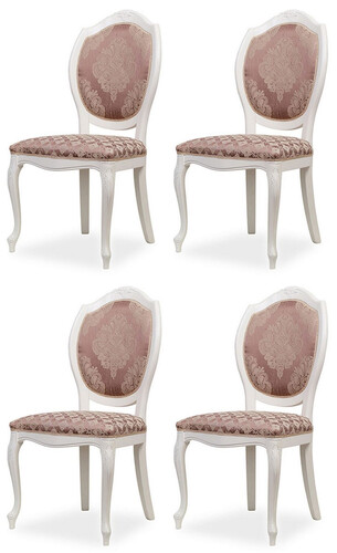 Casa Padrino Luxus Barock Esszimmer Stuhl 4er Set Lila / Beige / Wei� - Barockstil K�chen St�hle - Prunkvolle Luxus Esszimmer M�bel im Barockstil - Edel & Prunkvoll