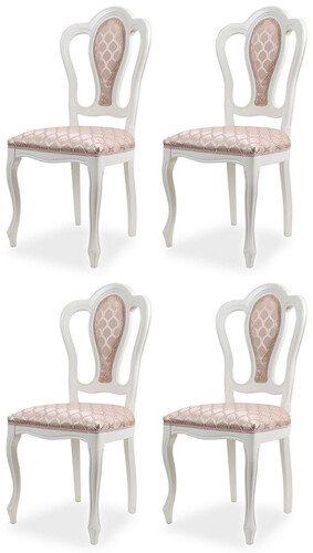 Casa Padrino Luxus Barock Esszimmer Stuhl 4er Set mit Muster Rosa / Wei� - Prunkvolle Barockstil K�chen St�hle - Luxus Esszimmer M�bel im Barockstil - Edel & Prunkvoll