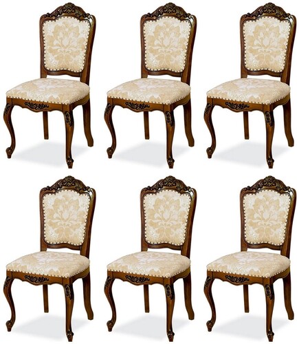 Casa Padrino Luxus Barock Esszimmer Stuhl 6er Set Beige / Braun H. 103 cm - Barock Esszimmer M�bel