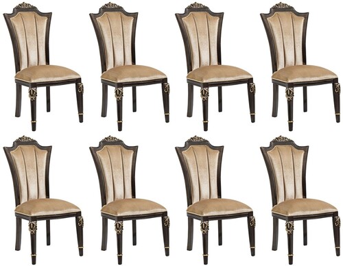 Casa Padrino Luxus Barock Esszimmer Stuhl 8er Set Hellbraun - Barock M�bel