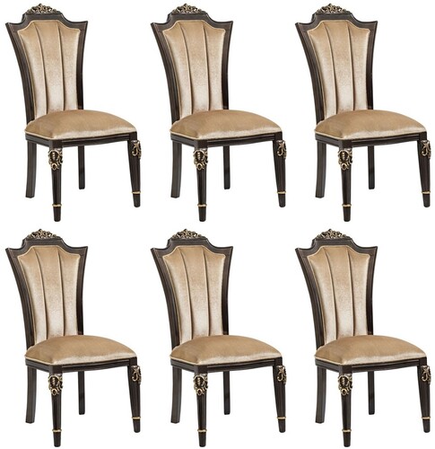 Casa Padrino Luxus Barock Esszimmer Stuhl 6er Set Hellbraun - Barock M�bel
