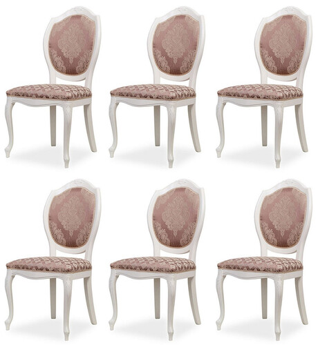 Casa Padrino Luxus Barock Esszimmer Stuhl 6er Set Lila / Beige / Wei� - Barockstil K�chen St�hle - Prunkvolle Luxus Esszimmer M�bel im Barockstil - Edel & Prunkvoll